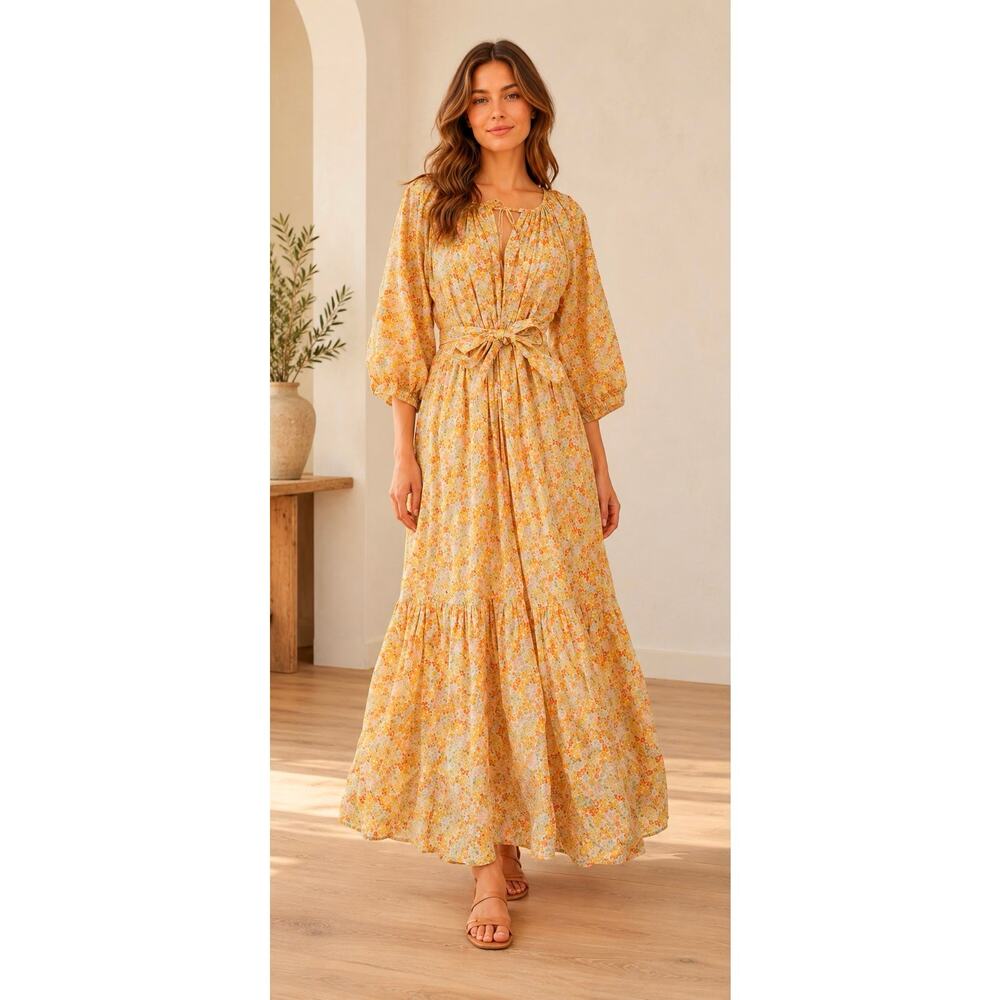 Emerson Fry Floral Tie-Waist Maxi Dress Size M